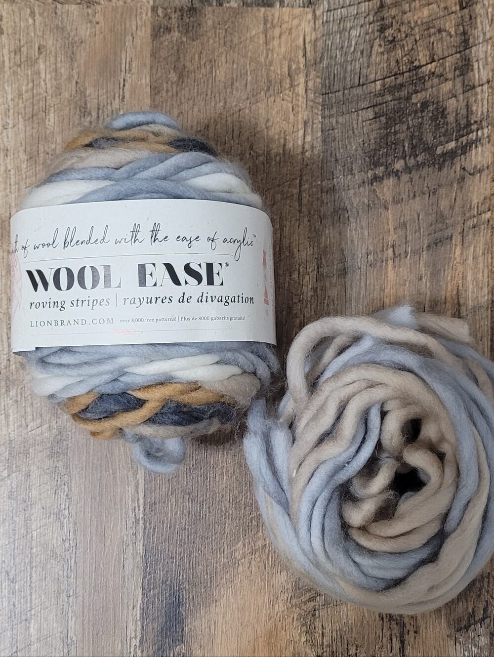 Lion Brand Wool Ease Multicolor Roving Stripes Wool Acrylic Blend Yarn